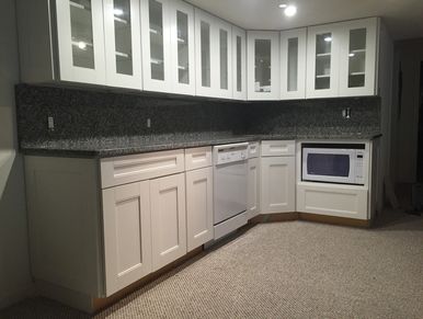 Modern kitchen with white cabinets