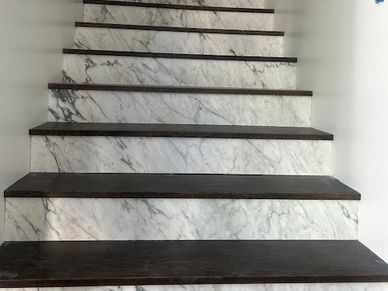Elegant marble and wood stairs