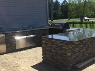 Modern patio grilling area